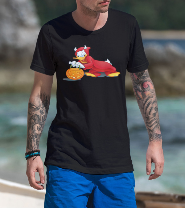 Disney Halloween Donald Duck Devil Costume Pumpkin T-Shirt