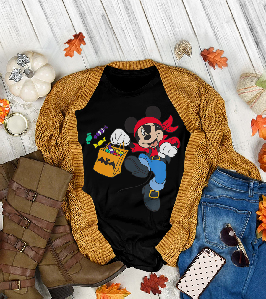 Disney Mickey Mouse Pirate Halloween Candy Bag T-Shirt