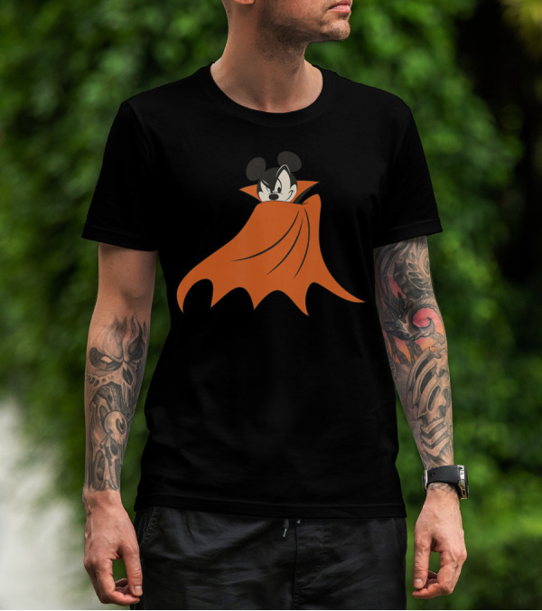 Disney Mickey Mouse Halloween Vampire Cape Smirk T-Shirt