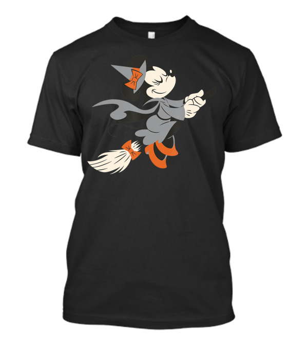 Disney Halloween Minnie Witch On Broomstick T-Shirt