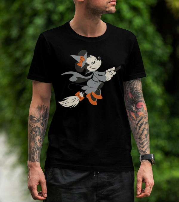Disney Halloween Minnie Witch On Broomstick T-Shirt