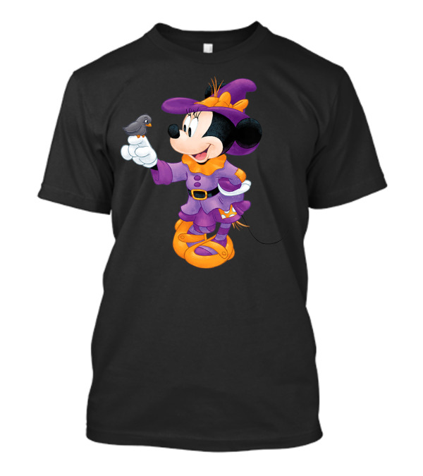 Disney Halloween Minnie Mouse In Witch Costume With Bird T-Shirt