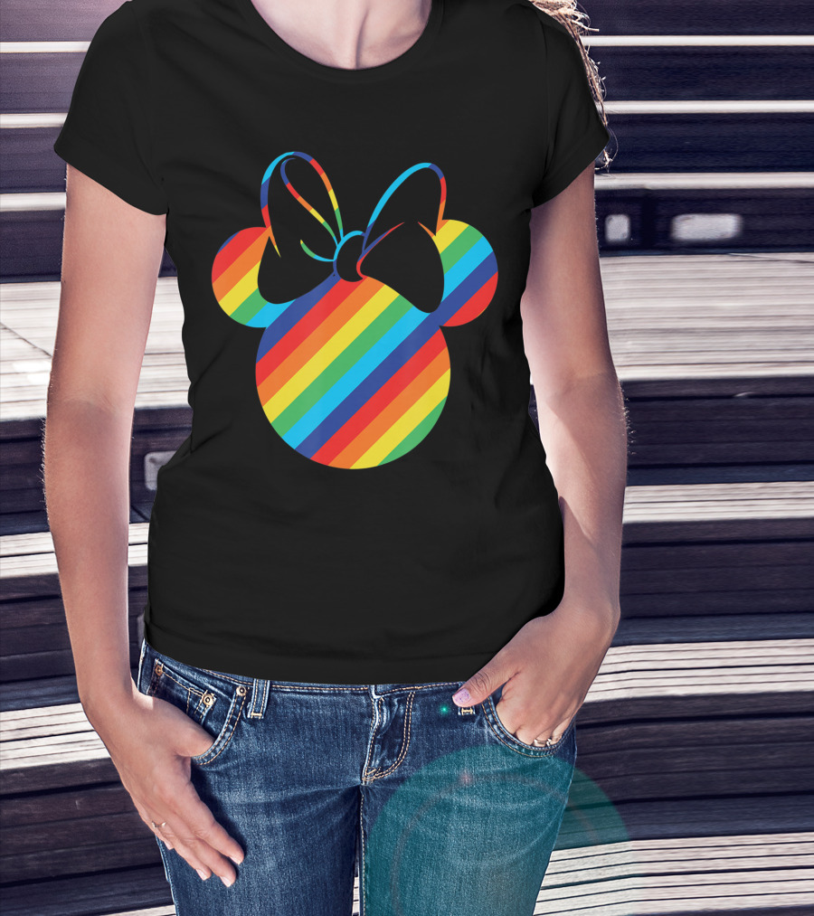 Disney Minnie Mouse Rainbow Bow Ears T-Shirt