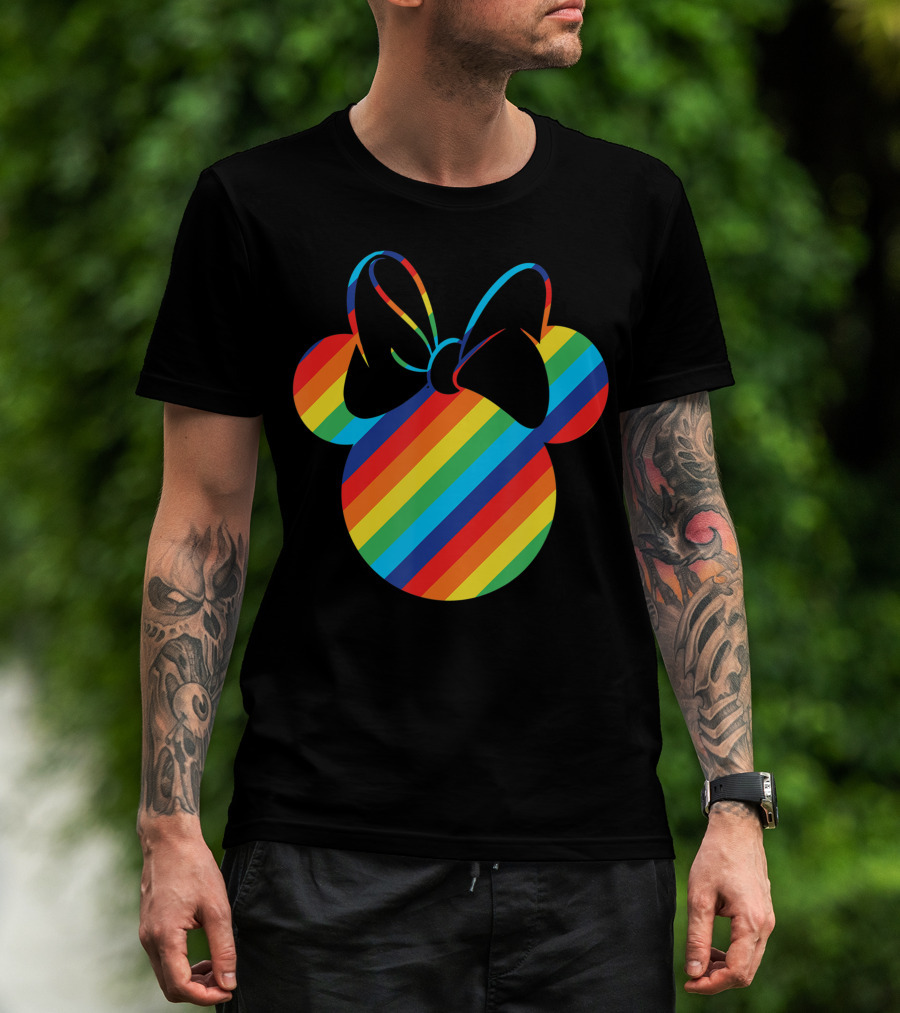 Disney Minnie Mouse Rainbow Bow Ears T-Shirt