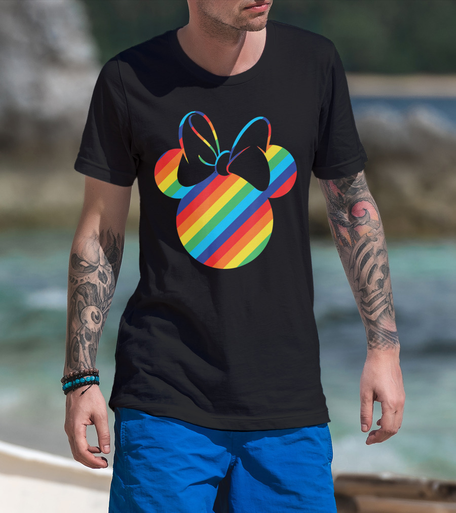 Disney Minnie Mouse Rainbow Bow Ears T-Shirt