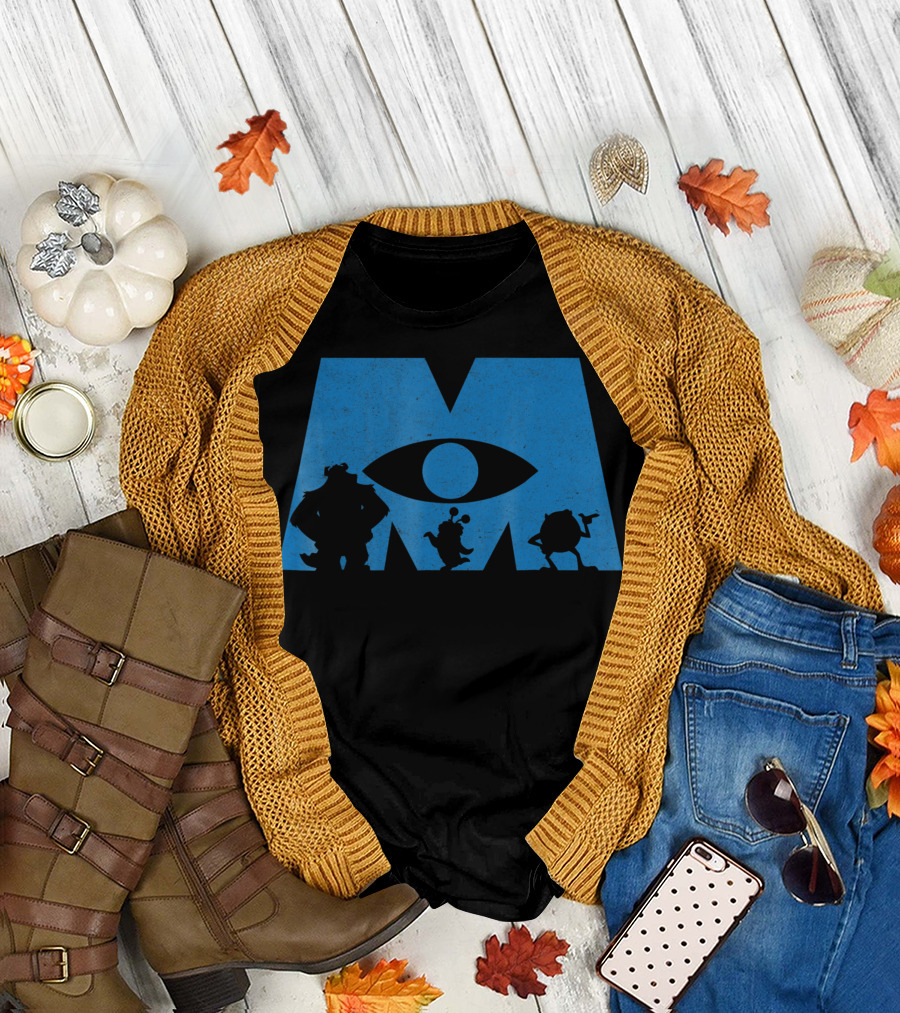 Disney Monsters Inc Characters In Blue M T-Shirt