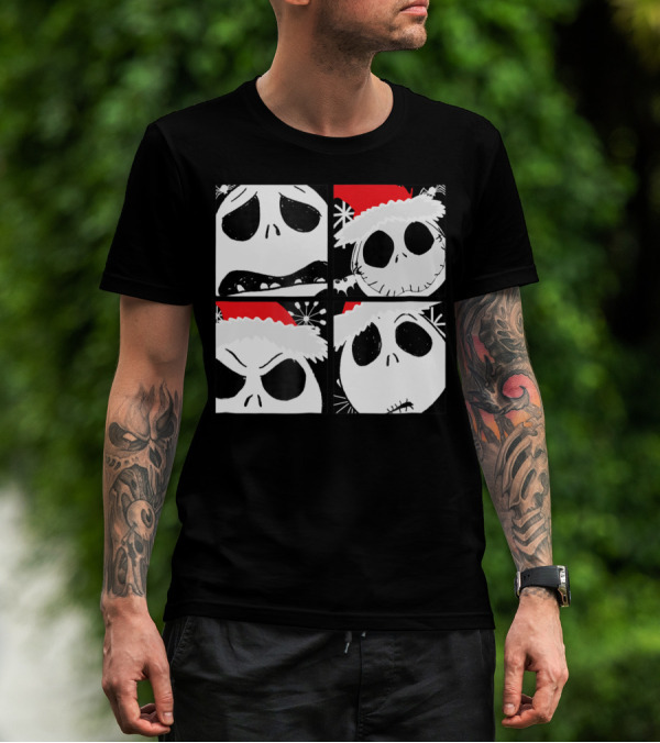 Disney Nightmare Before Christmas Jack Skellington Santa Faces T-Shirt