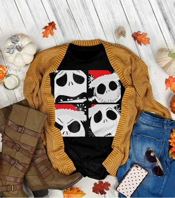 Disney Nightmare Before Christmas Jack Skellington Santa Faces T-Shirt