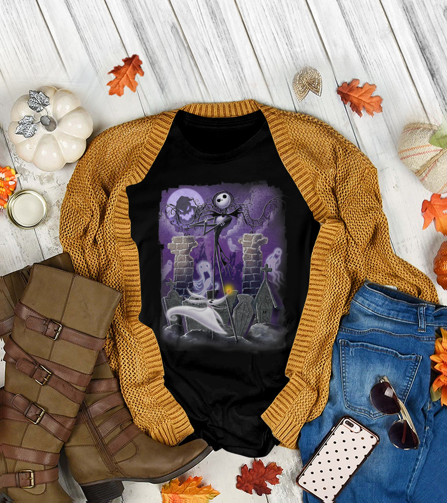 Disney The Nightmare Before Christmas Jack Skellington Graveyard Scene T-Shirt