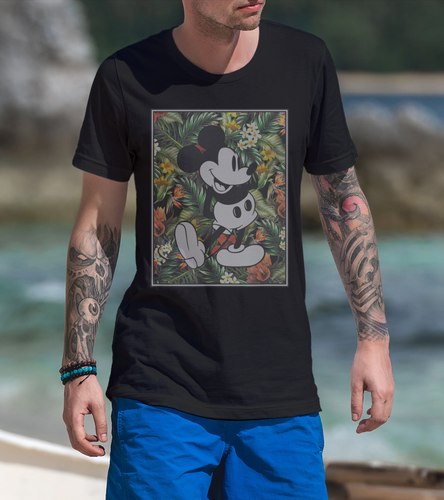 Mickey Mouse Tropical Jungle Flowers Disney T-Shirt