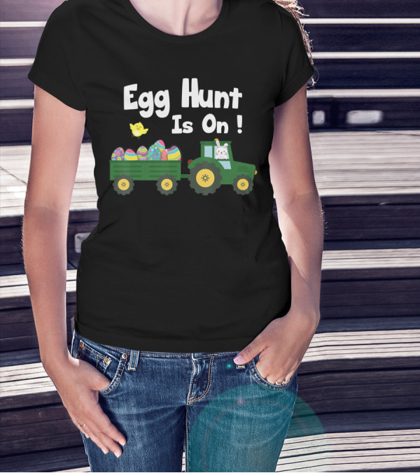 Egg Hunt Is On Easter Bunny Tractor Eggs T-Shirt