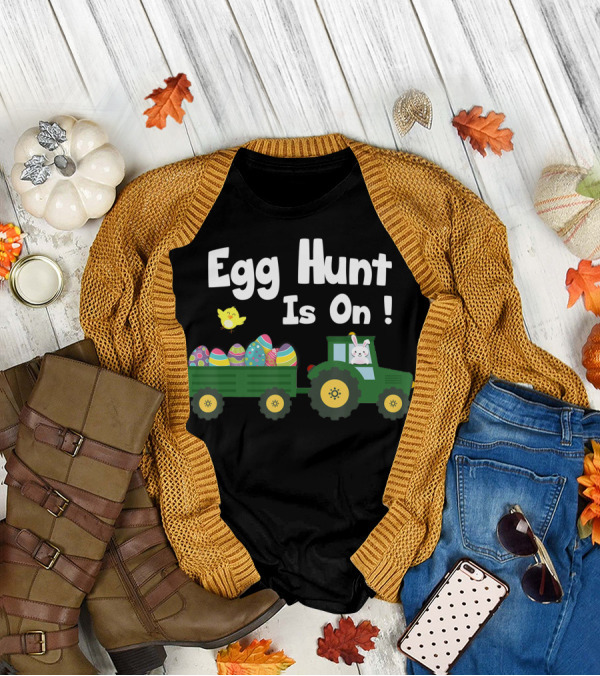 Egg Hunt Is On Easter Bunny Tractor Eggs T-Shirt