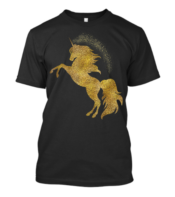 Golden Glitter Beautiful Unicorn Gold T-Shirt