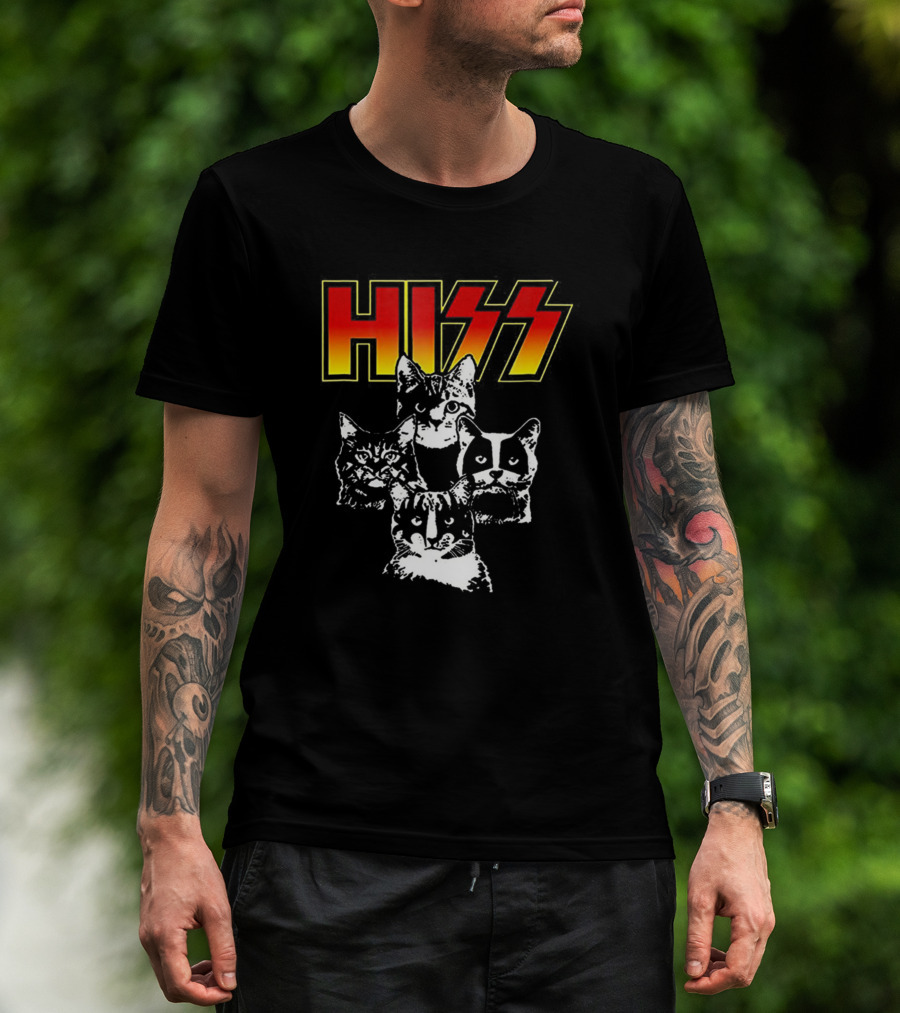 Hiss Cute Cat Mom Kitten Cats Lover Rock Band T-Shirt