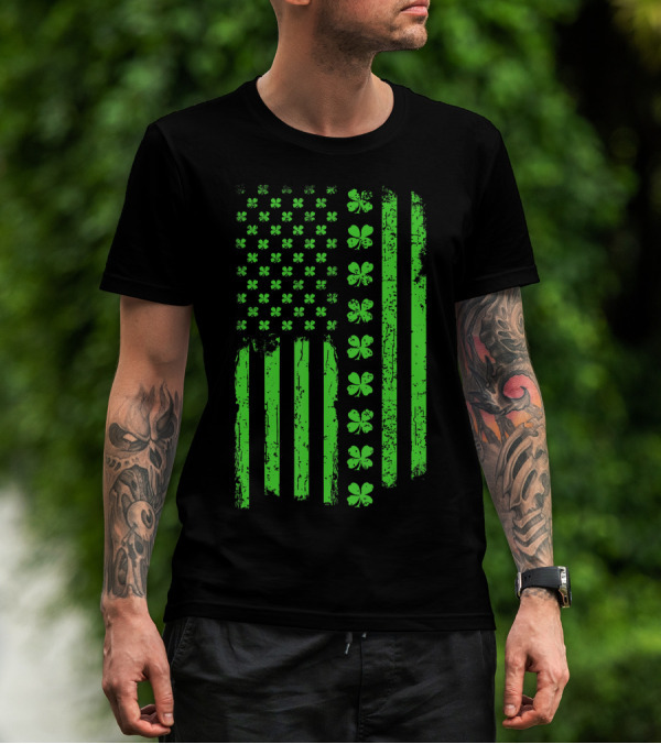 Irish American Shamrock Flag St Patricks Paddy Day T-Shirt