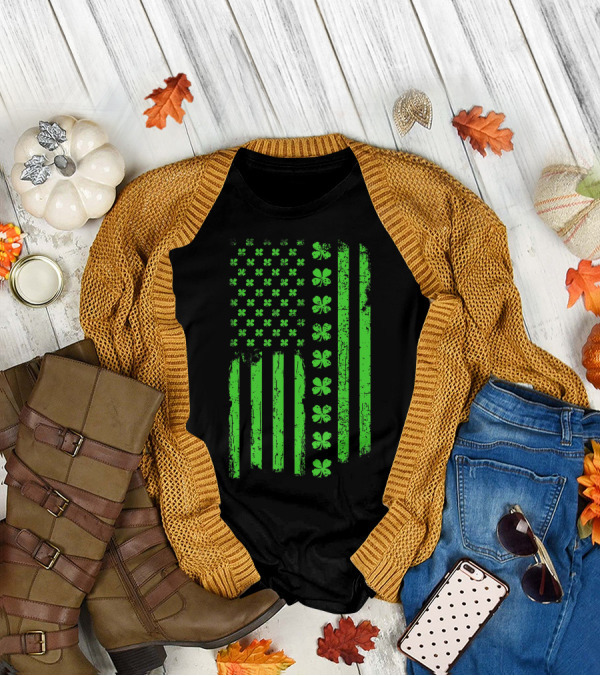 Irish American Shamrock Flag St Patricks Paddy Day T-Shirt