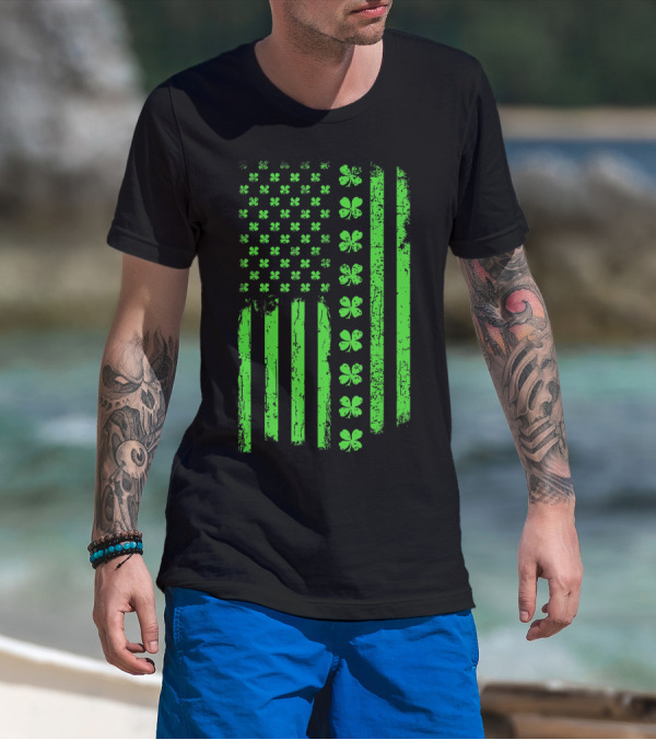 Irish American Shamrock Flag St Patricks Paddy Day T-Shirt