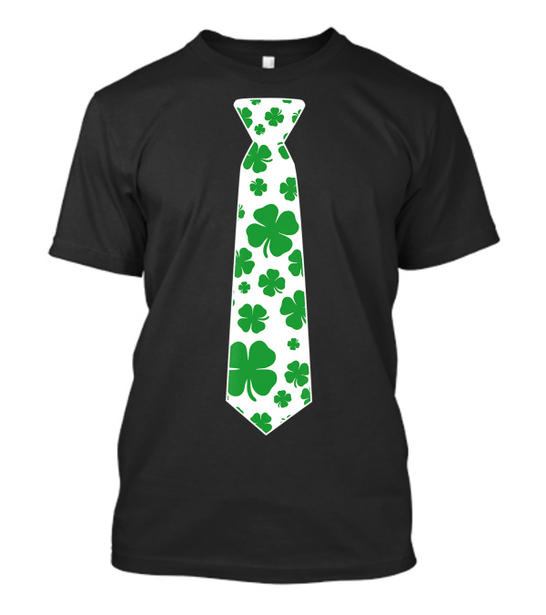 Irish Shamrock Clover Pattern Tie T-Shirt