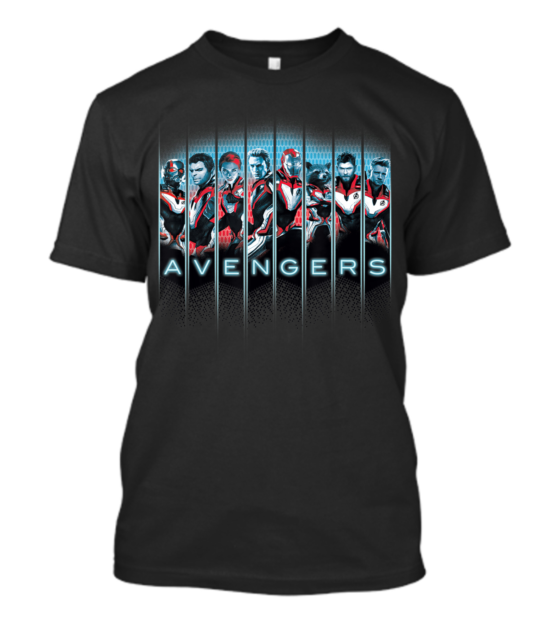 Marvel Avengers Endgame Super Heroes Assemble Quantum Suits Team Lineup T-Shirt