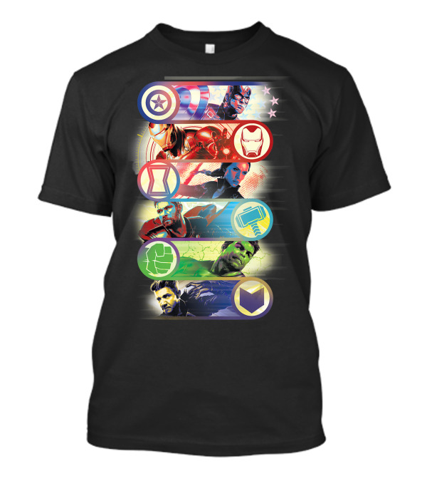 Marvel Avengers Endgame Super Heroes Team Up Captain America Iron Man Black Widow Thor Hulk Hawkeye T-Shirt