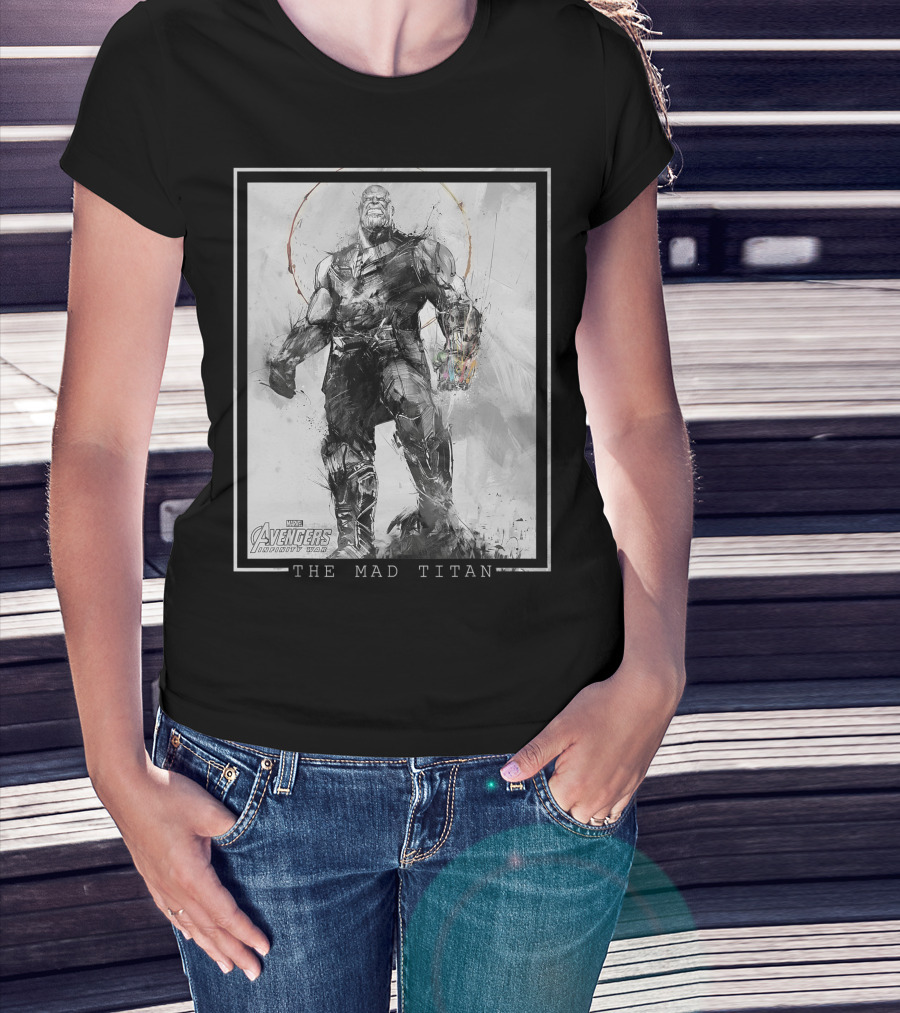Marvel Avengers Infinity War The Mad Titan Thanos Sketch T-Shirt