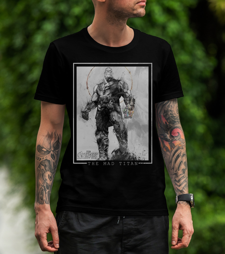 Marvel Avengers Infinity War The Mad Titan Thanos Sketch T-Shirt