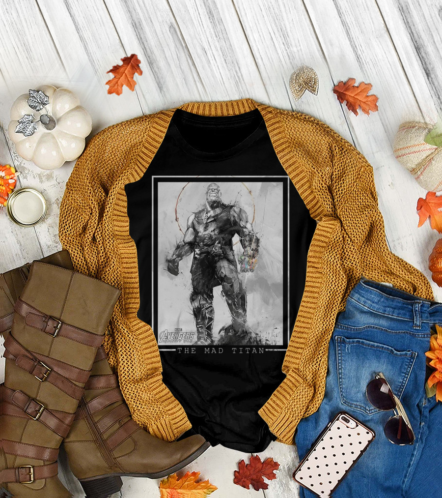 Marvel Avengers Infinity War The Mad Titan Thanos Sketch T-Shirt