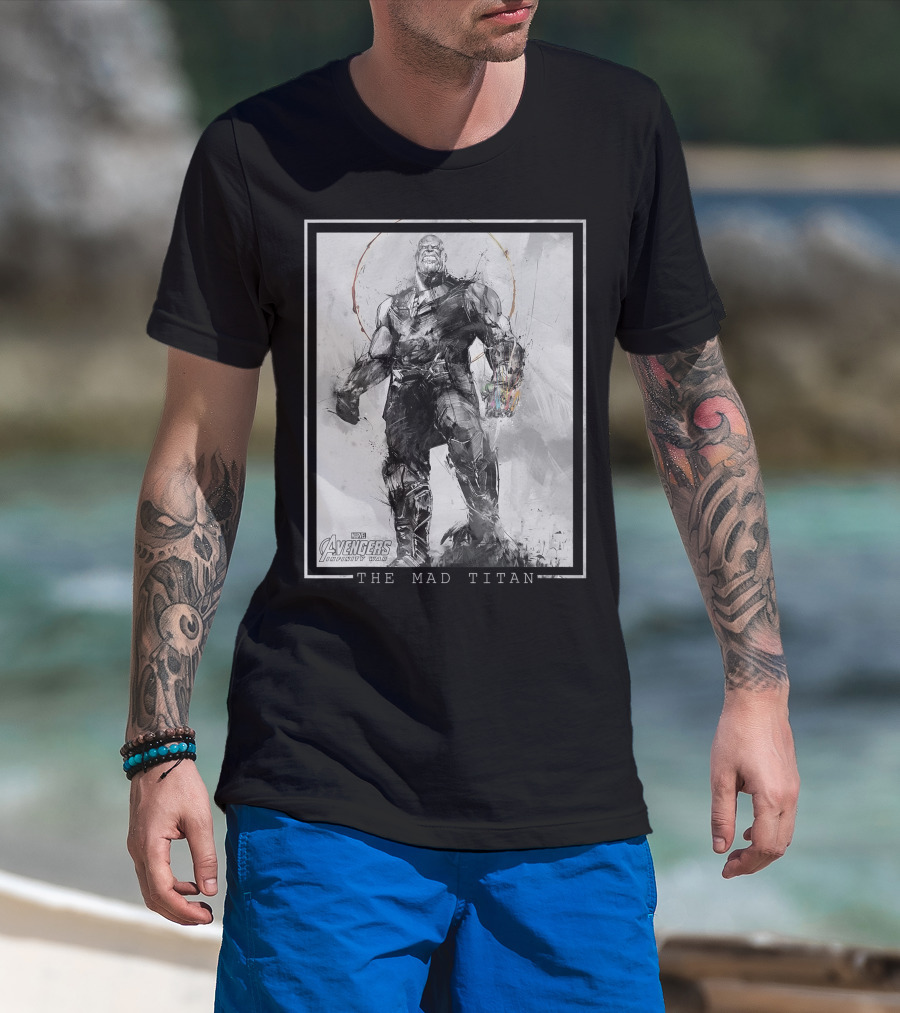 Marvel Avengers Infinity War The Mad Titan Thanos Sketch T-Shirt