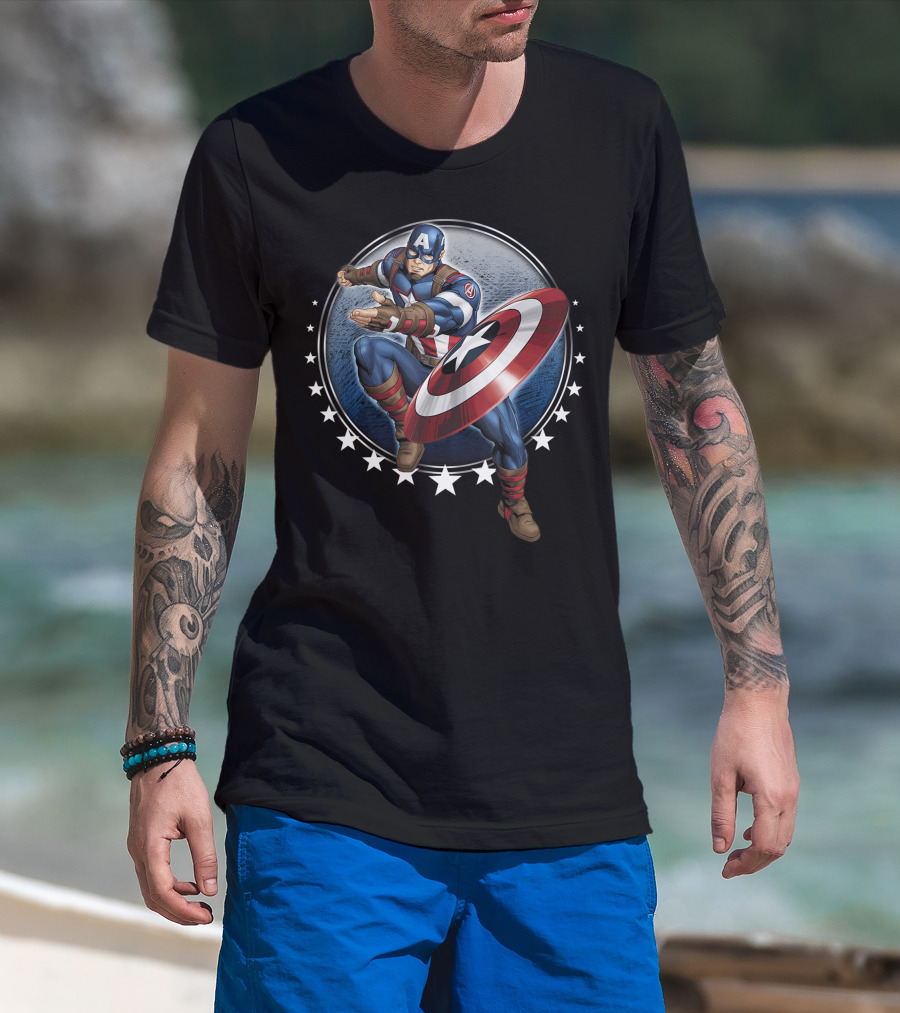 Marvel Captain America Shield Throw With Stars T-Shirt