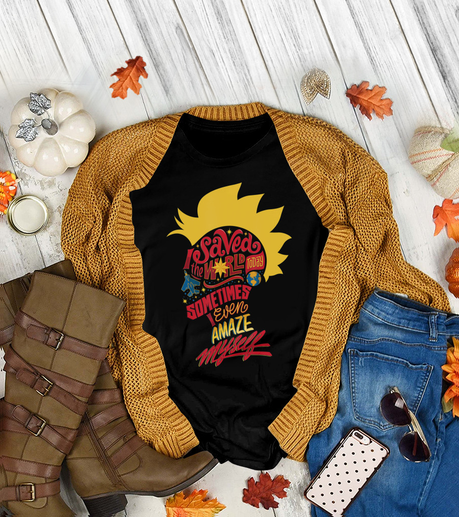 Marvel Captain Marvel Mohawk I Saved The World Today Sometimes Even Amaze Myself T-Shirt