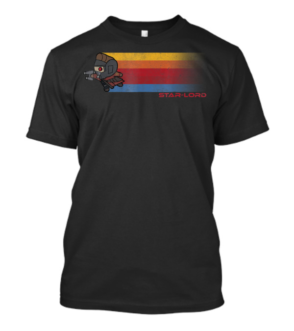 Marvel Guardians Star Lord Kawaii Rainbow Retro Stripes T-Shirt