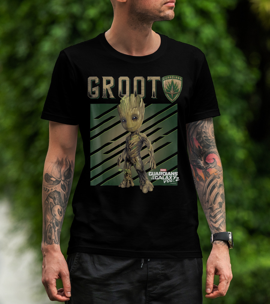 Groot Guardians Shield Marvel Guardians Of The Galaxy Vol 2 T-Shirt