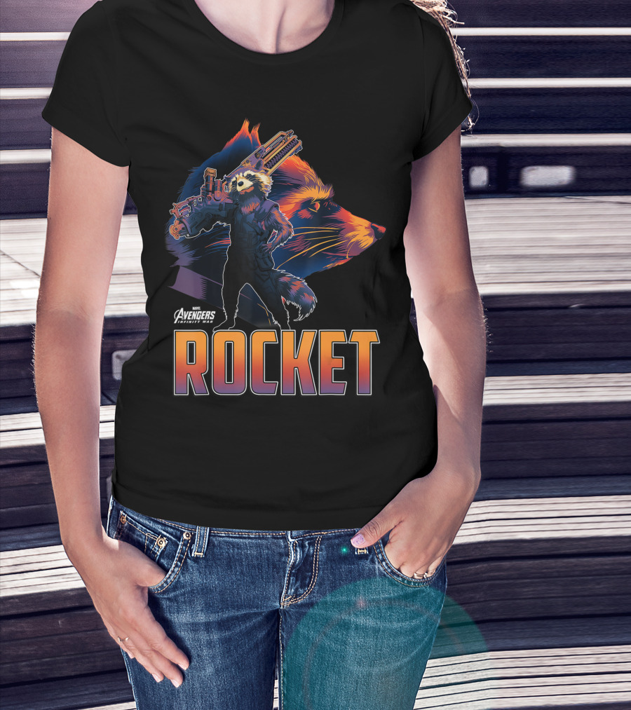Marvel Avengers Infinity War Rocket Raccoon Head Profile T-Shirt
