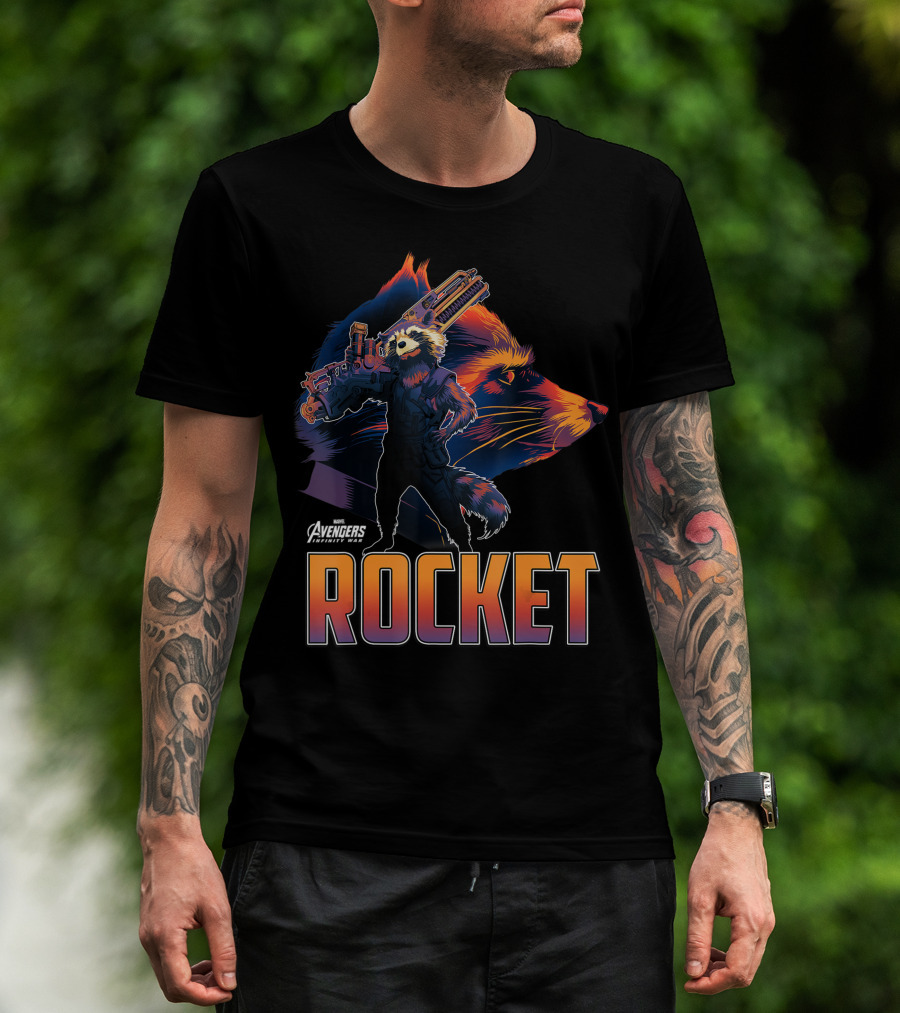 Marvel Avengers Infinity War Rocket Raccoon Head Profile T-Shirt