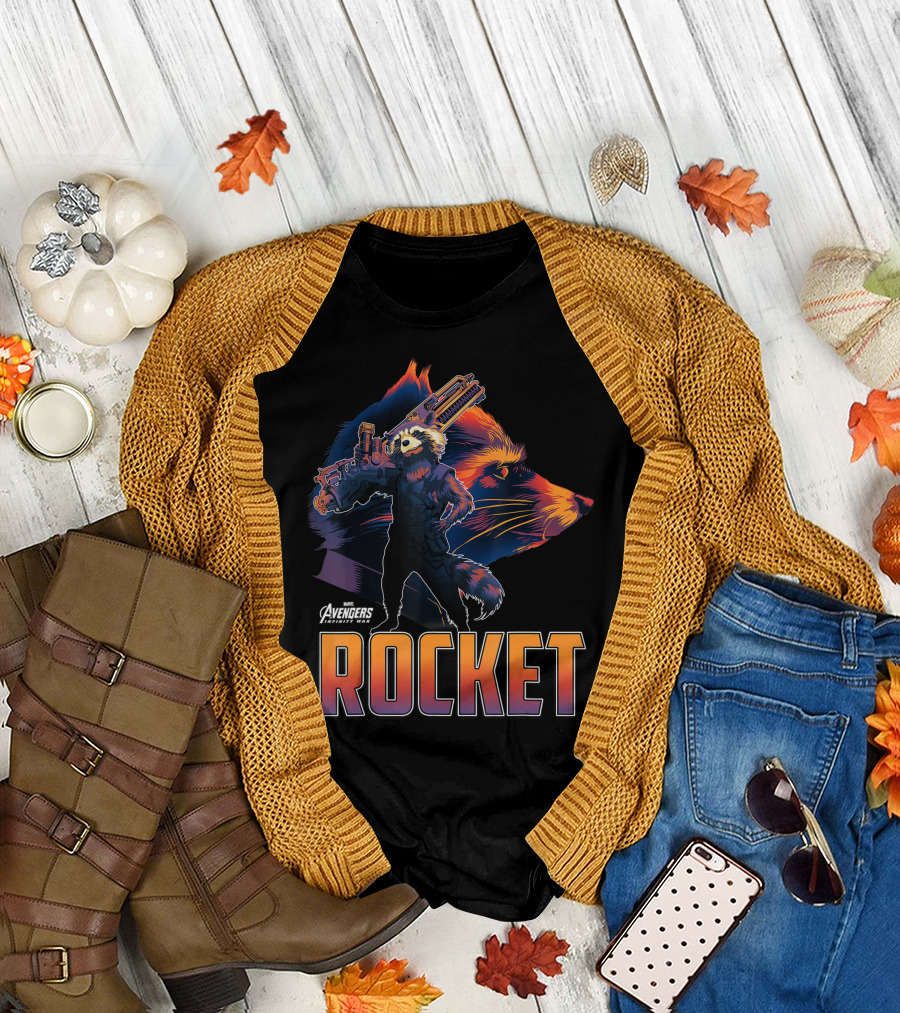 Marvel Avengers Infinity War Rocket Raccoon Head Profile T-Shirt