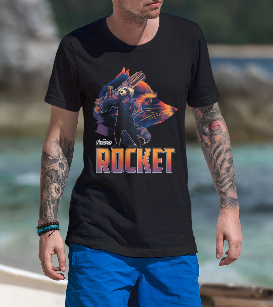 Marvel Avengers Infinity War Rocket Raccoon Head Profile T-Shirt