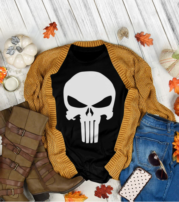 Marvel Punisher Classic Skull Symbol Iconic T-Shirt