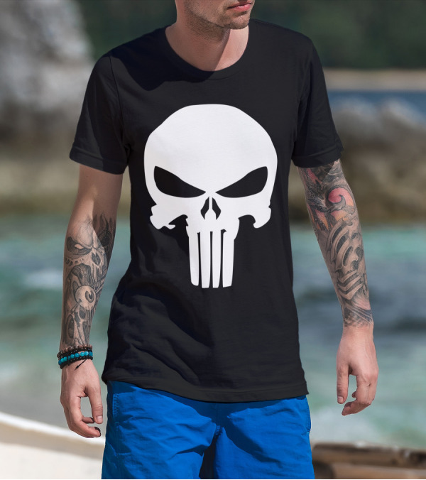 Marvel Punisher Classic Skull Symbol Iconic T-Shirt