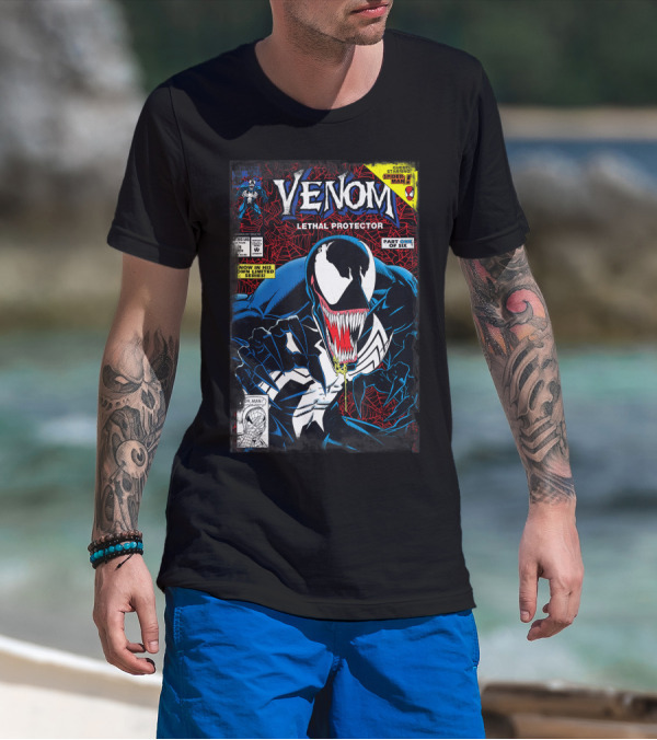Venom Lethal Protector Vintage Comic Book Cover Marvel Starring Spider-Man Part One Of Six T-Shirt