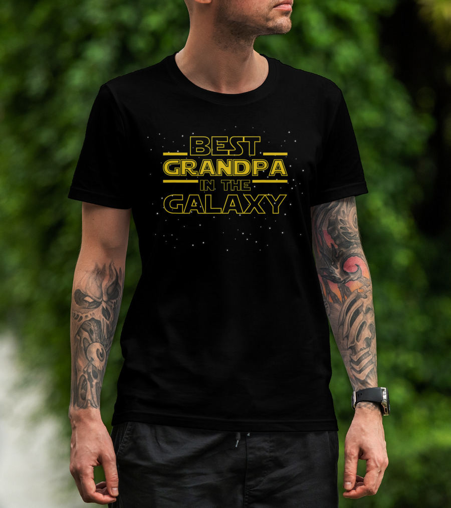 Mens Best Grandpa In The Galaxy Birthday Gift T-Shirt