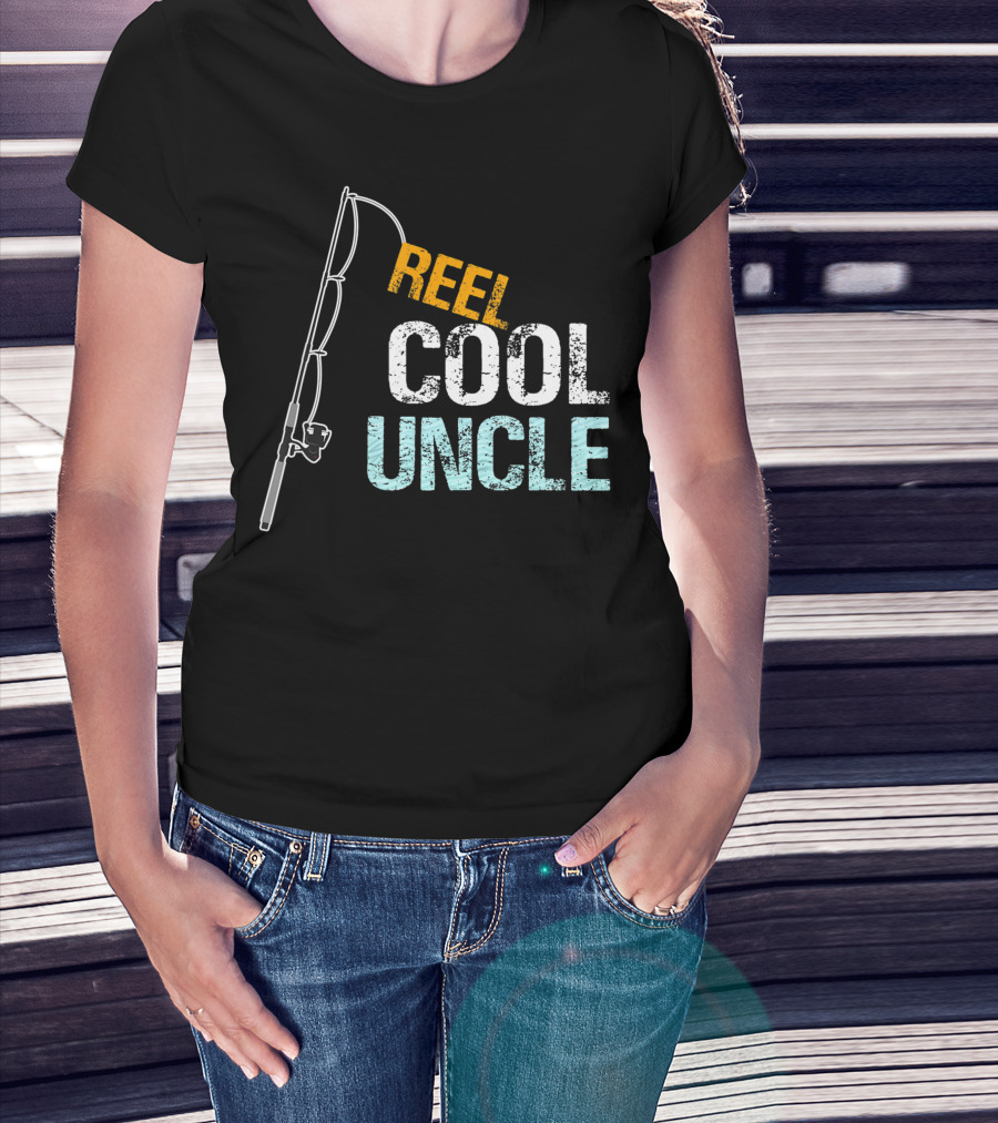 Mens Reel Cool Uncle Fishing Rod Nephew Niece T-Shirt
