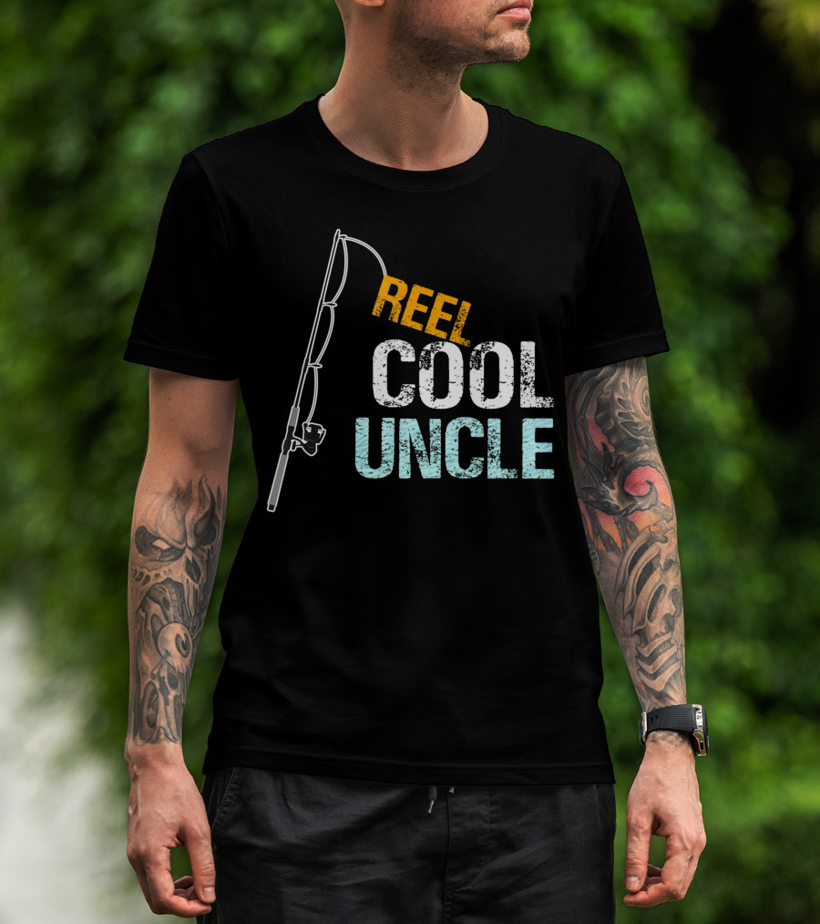 Mens Reel Cool Uncle Fishing Rod Nephew Niece T-Shirt