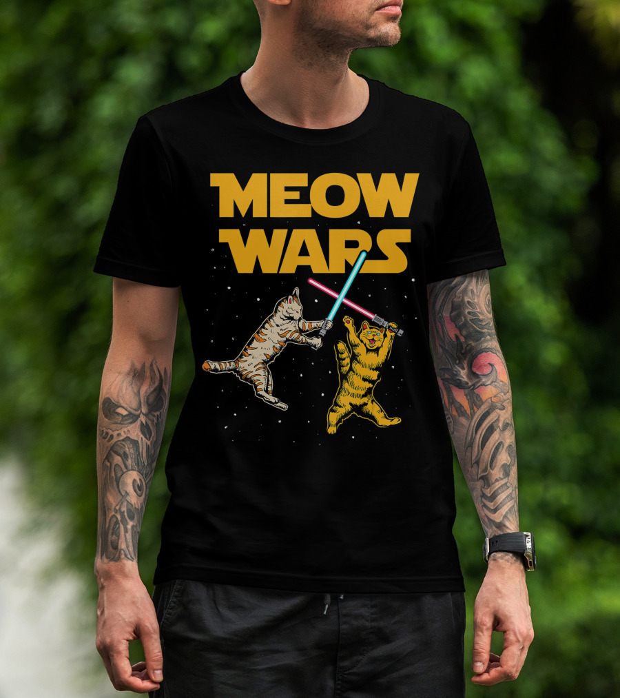 Meow Wars Cat Lover Duel T-Shirt