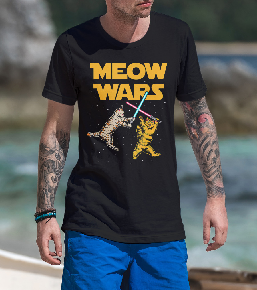 Meow Wars Cat Lover Duel T-Shirt