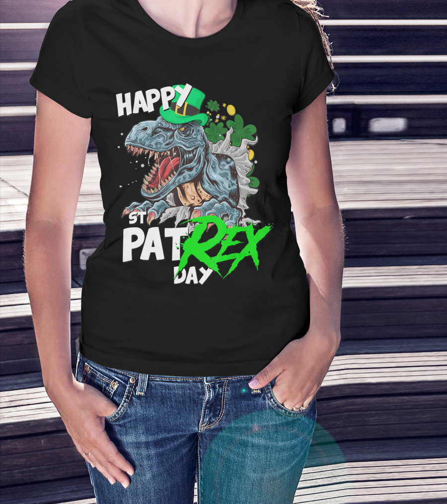 Happy St Pat Rex Day Dinosaur T-Shirt