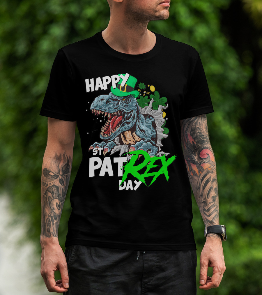 Happy St Pat Rex Day Dinosaur T-Shirt