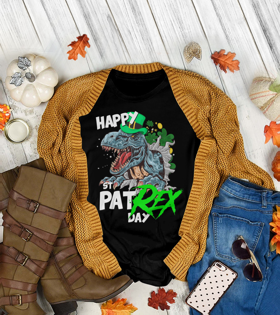 Happy St Pat Rex Day Dinosaur T-Shirt
