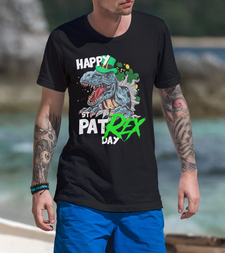Happy St Pat Rex Day Dinosaur T-Shirt