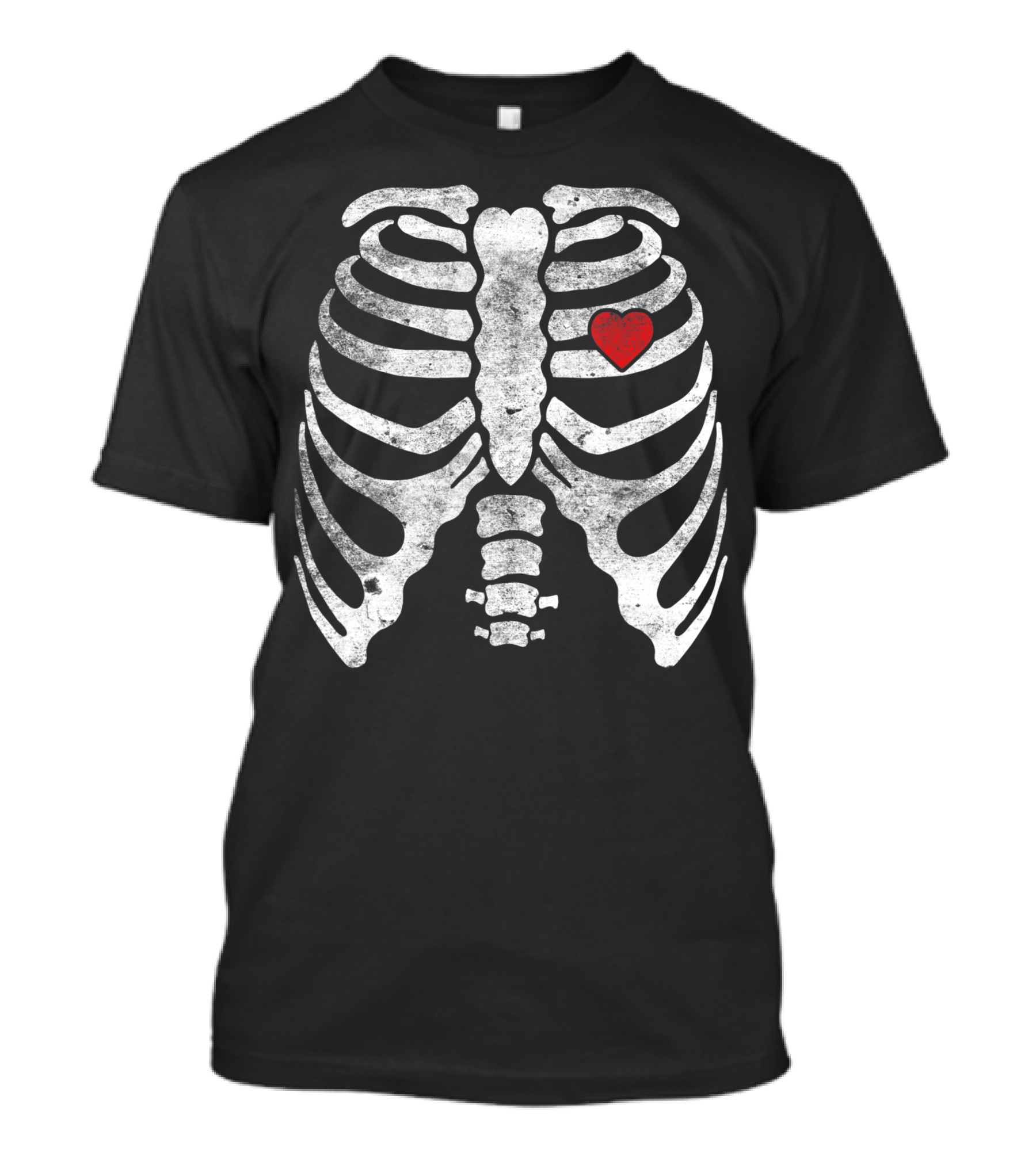 Skeleton Rib Cage X Ray With Red Heart Valentine Day Adult Kids T-Shirt