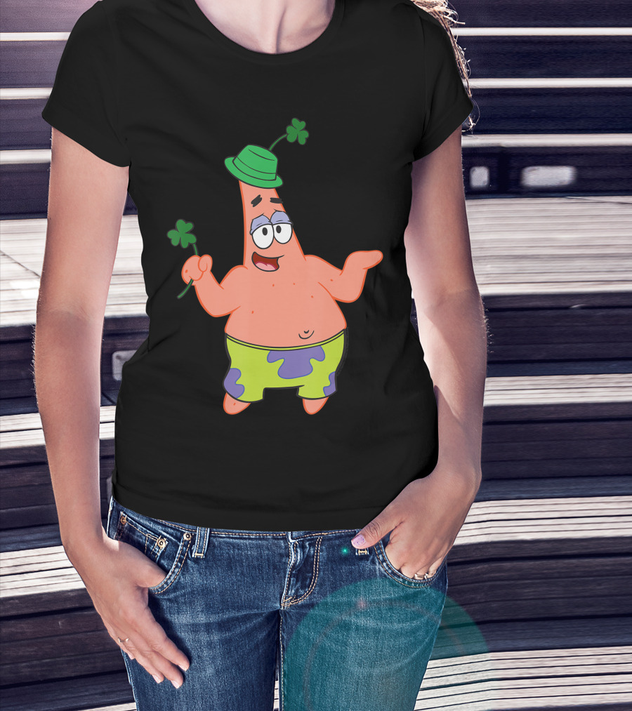 SpongeBob Patrick Star Irish Green Clover Hat St. Patrick's Day T-Shirt